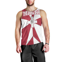 Malta Men Tank Top with Red White Crossburst Design - Wonder Print Shop