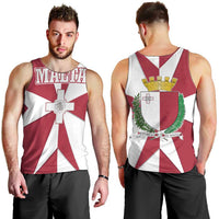 Malta Men Tank Top with Red White Crossburst Design - Wonder Print Shop