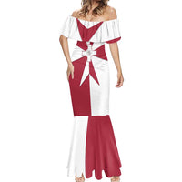 Malta Mermaid Dress with Red White Crossburst Design - Wonder Print Shop
