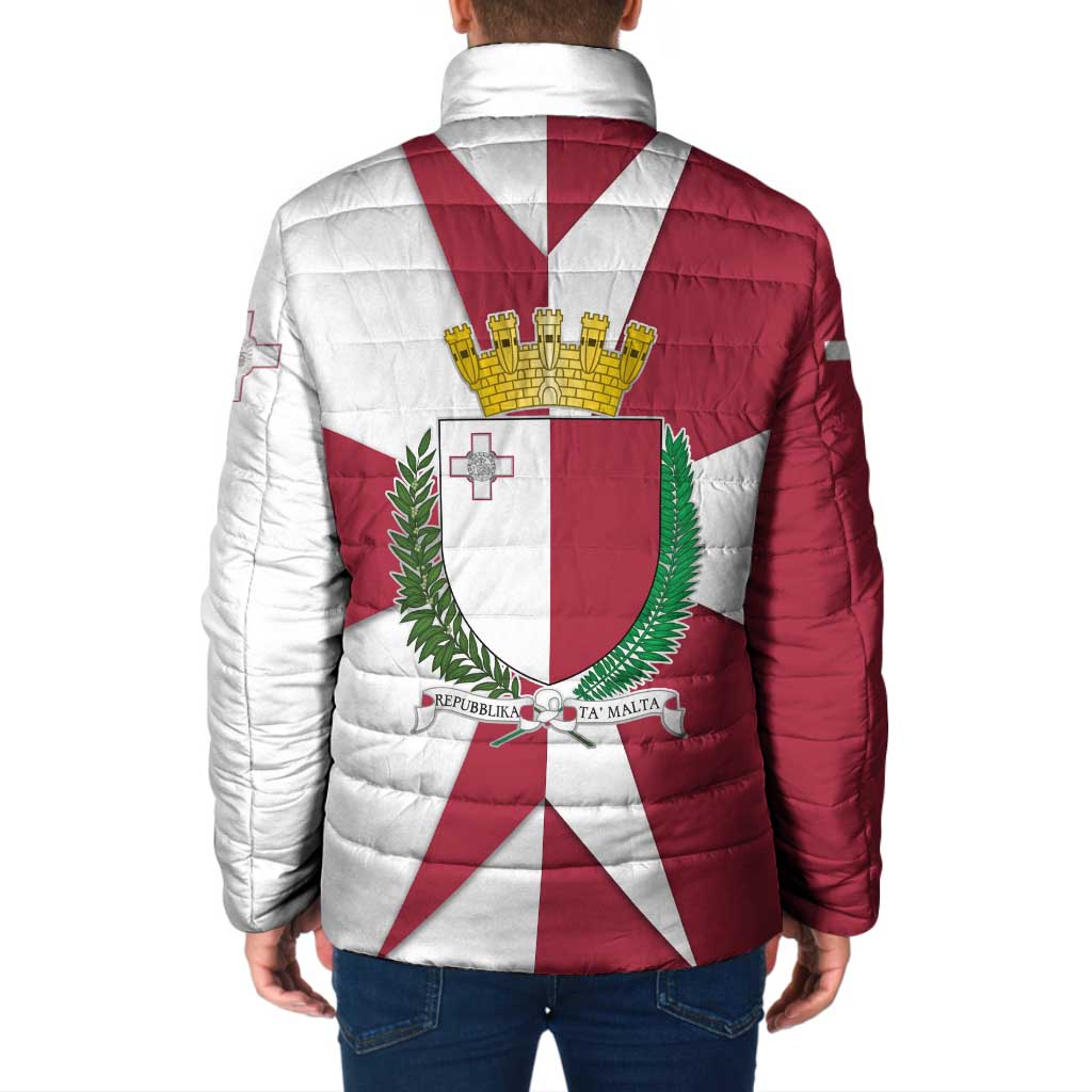 Malta Padded Jacket with Red White Crossburst Design - Wonder Print Shop