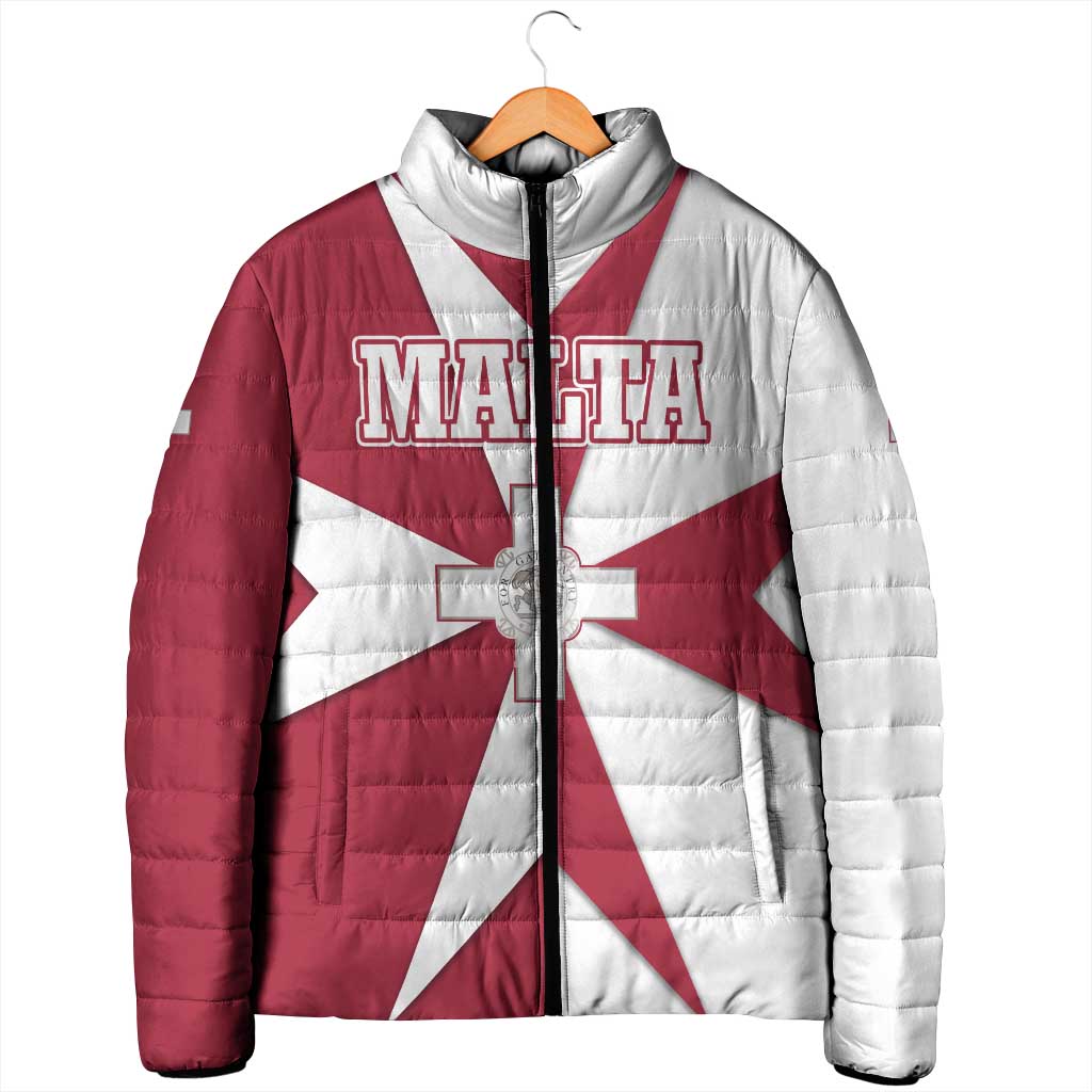 Malta Padded Jacket with Red White Crossburst Design - Wonder Print Shop