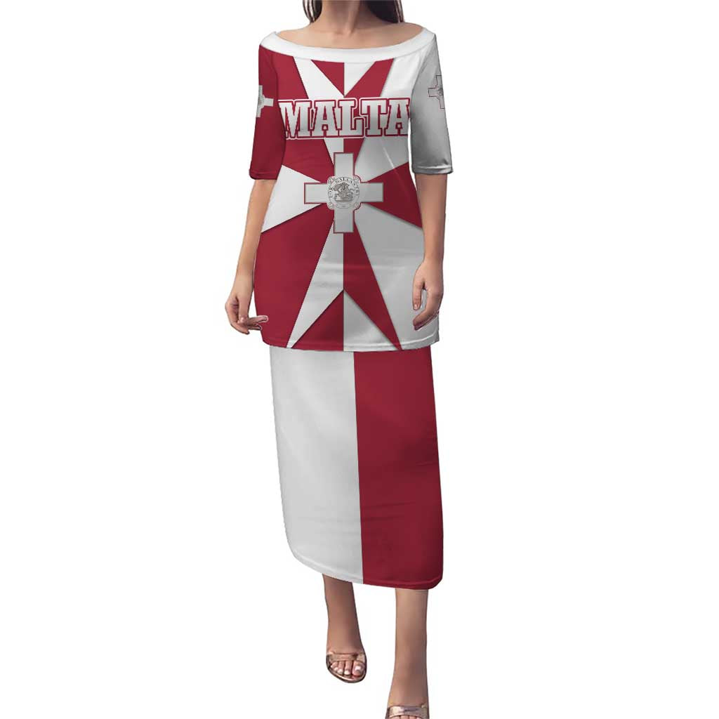 Malta Puletasi with Red White Crossburst Design - Wonder Print Shop