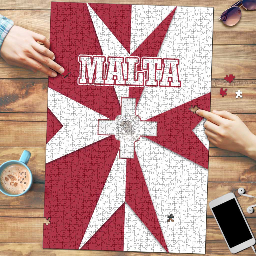 Malta Puzzle with Red White Crossburst Design - Wonder Print Shop
