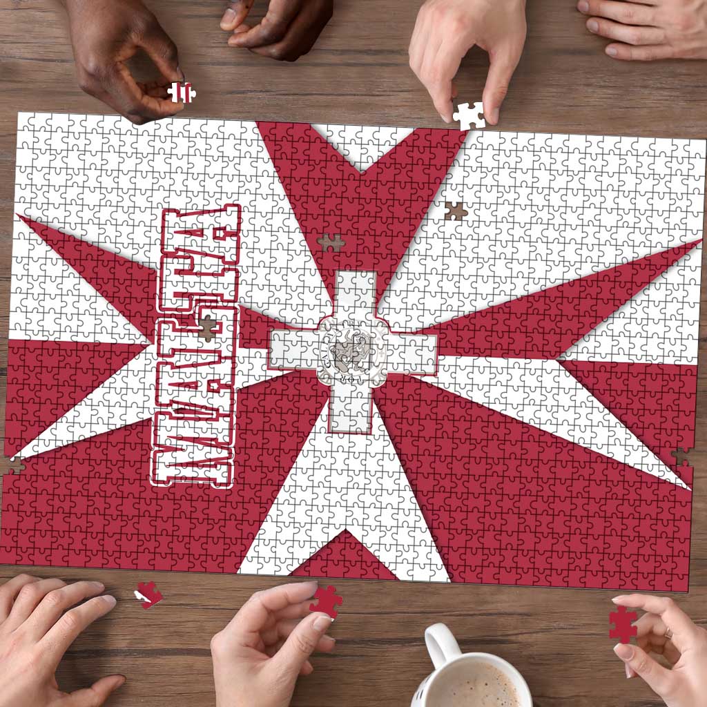 Malta Puzzle with Red White Crossburst Design - Wonder Print Shop