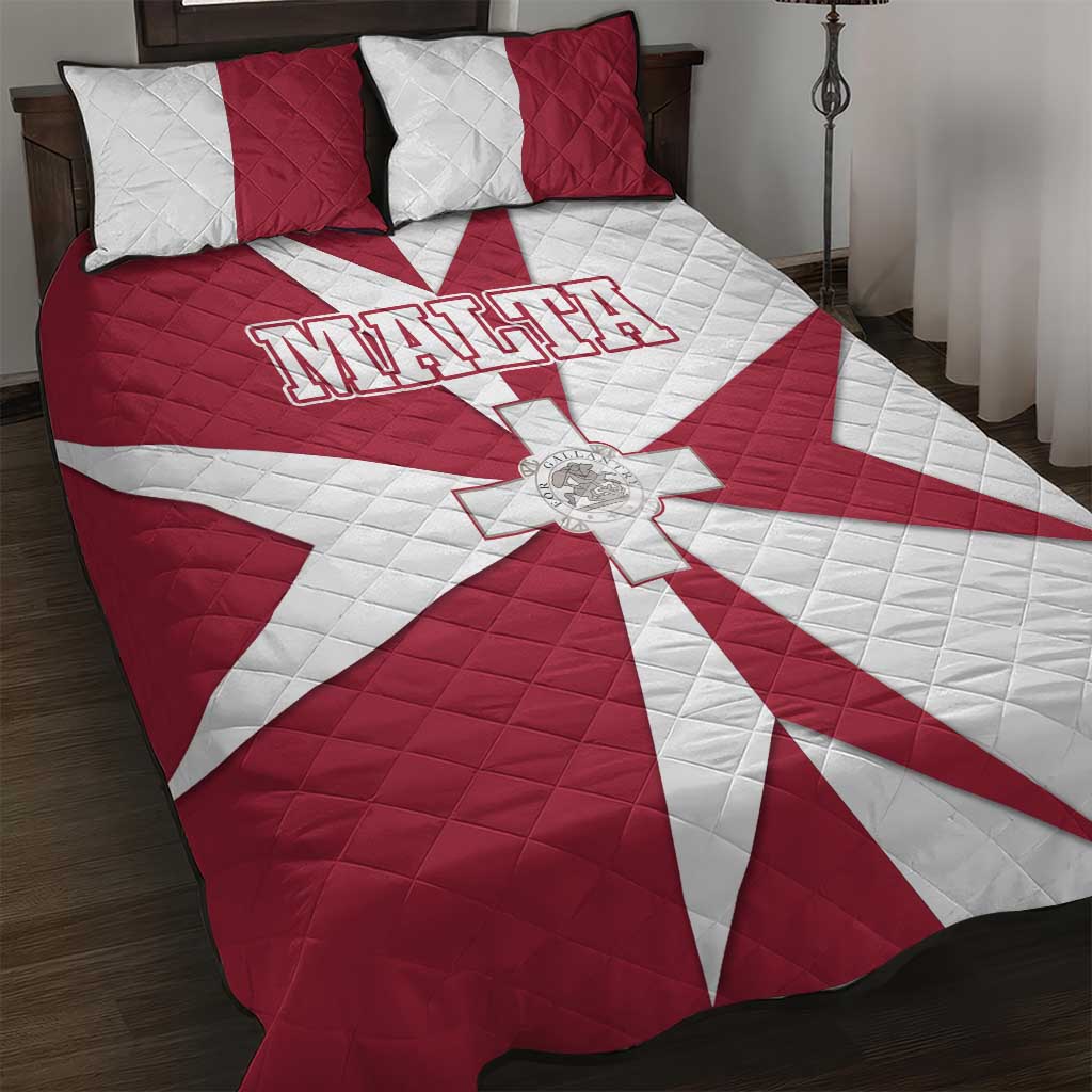 Malta Quilt Bed Set with Red White Crossburst Design - Wonder Print Shop