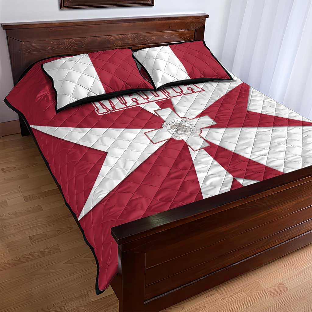 Malta Quilt Bed Set with Red White Crossburst Design - Wonder Print Shop