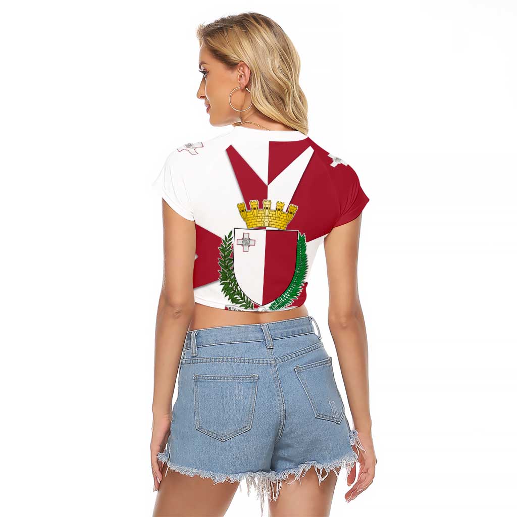 Malta Raglan Cropped T Shirt with Red White Crossburst Design - Wonder Print Shop
