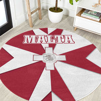 Malta Round Carpet with Red White Crossburst Design - Wonder Print Shop