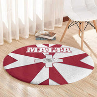 Malta Round Carpet with Red White Crossburst Design - Wonder Print Shop