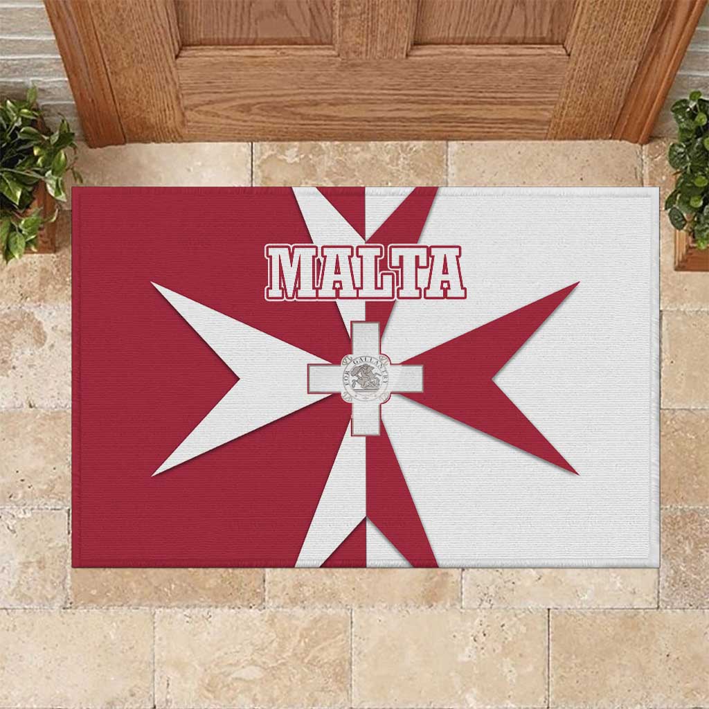 Malta Rubber Doormat with Red White Crossburst Design - Wonder Print Shop