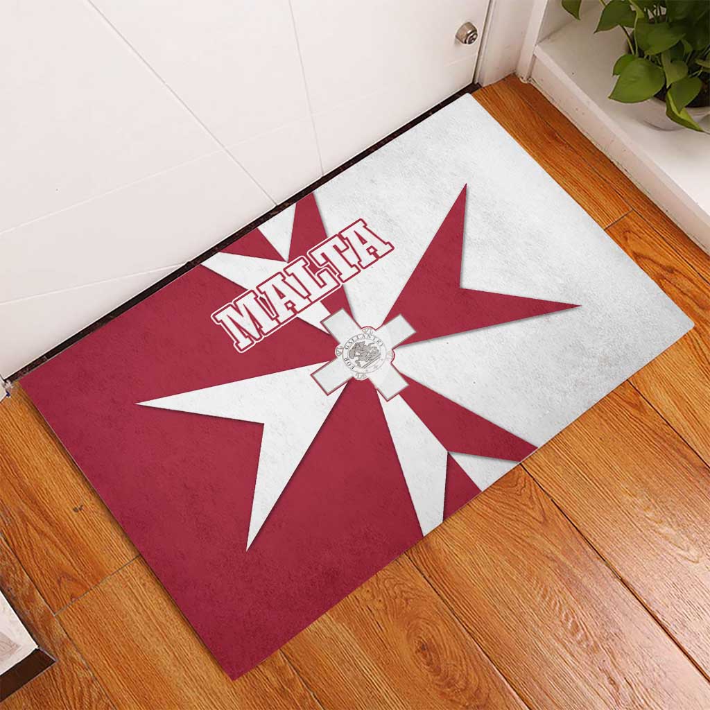 Malta Rubber Doormat with Red White Crossburst Design - Wonder Print Shop