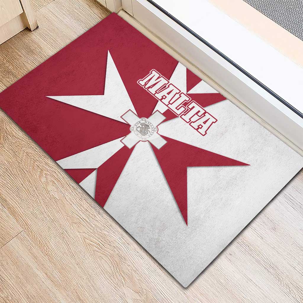 Malta Rubber Doormat with Red White Crossburst Design - Wonder Print Shop