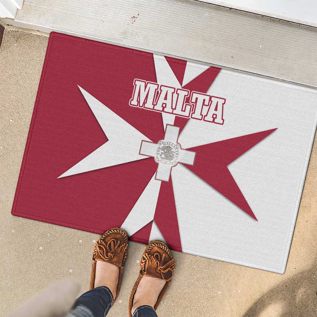 Malta Rubber Doormat with Red White Crossburst Design - Wonder Print Shop