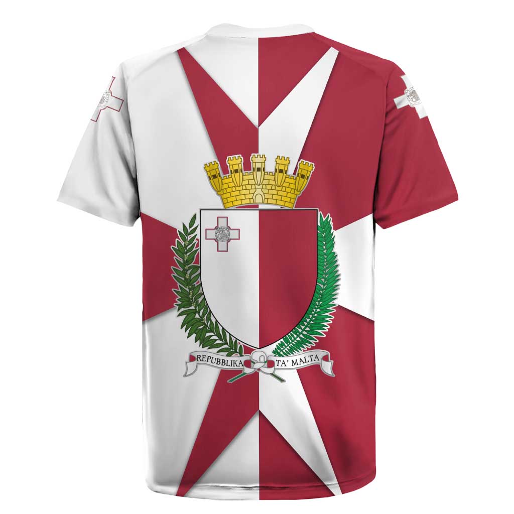 Malta Rugby Jersey with Red White Crossburst Design - Wonder Print Shop