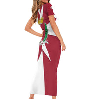 Malta Short Sleeve Bodycon Dress with Red White Crossburst Design - Wonder Print Shop