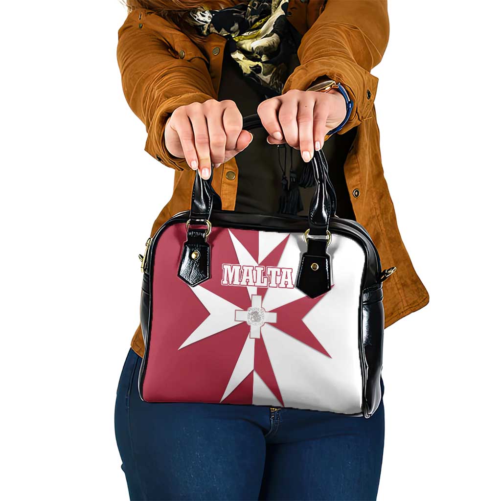Malta Shoulder Handbag with Red White Crossburst Design - Wonder Print Shop