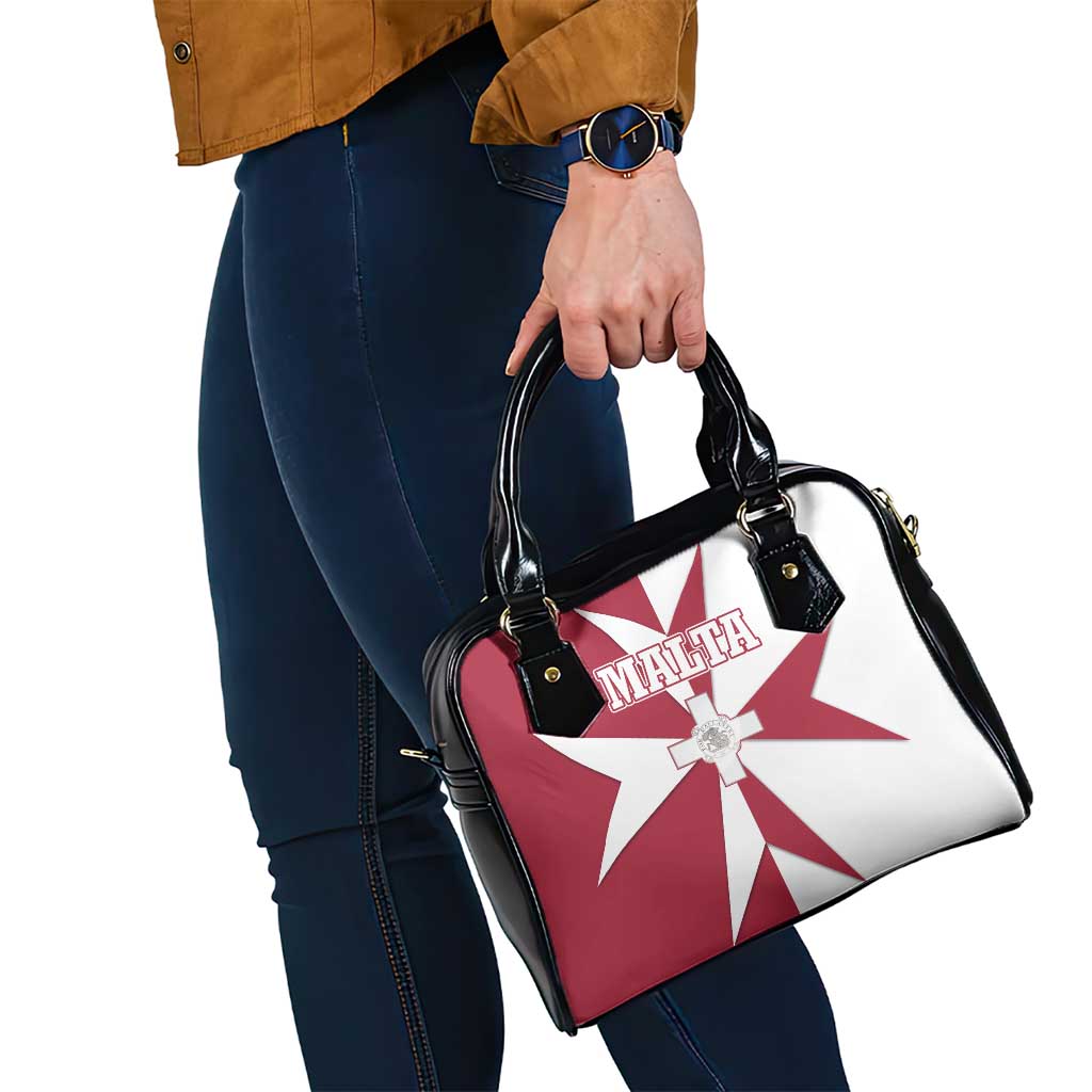 Malta Shoulder Handbag with Red White Crossburst Design - Wonder Print Shop