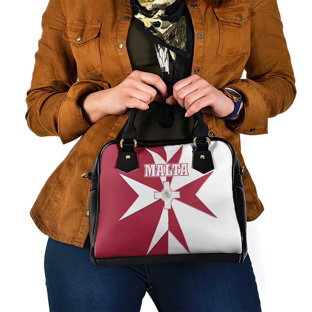 Malta Shoulder Handbag with Red White Crossburst Design - Wonder Print Shop