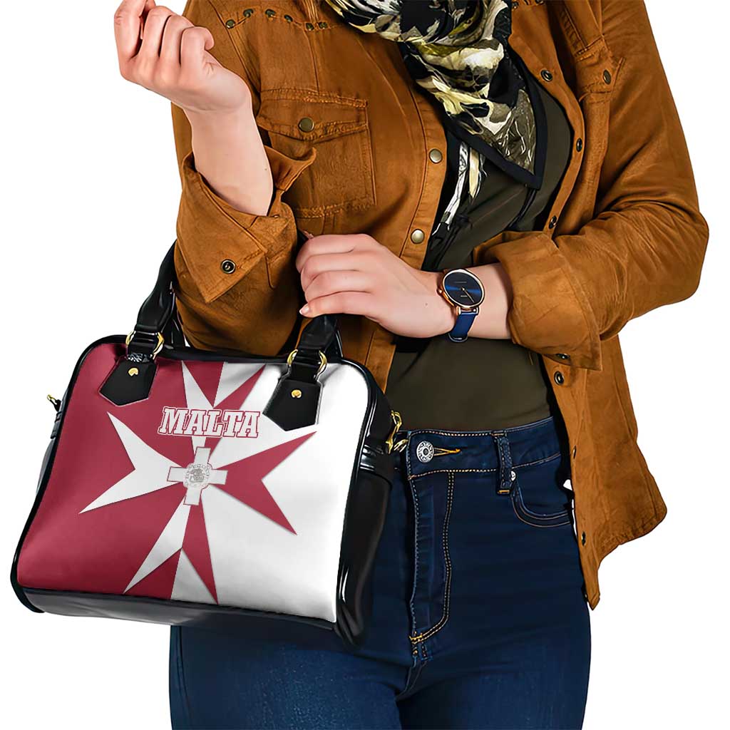Malta Shoulder Handbag with Red White Crossburst Design - Wonder Print Shop