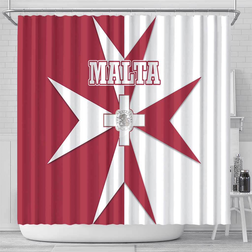 Malta Shower Curtain with Red White Crossburst Design - Wonder Print Shop