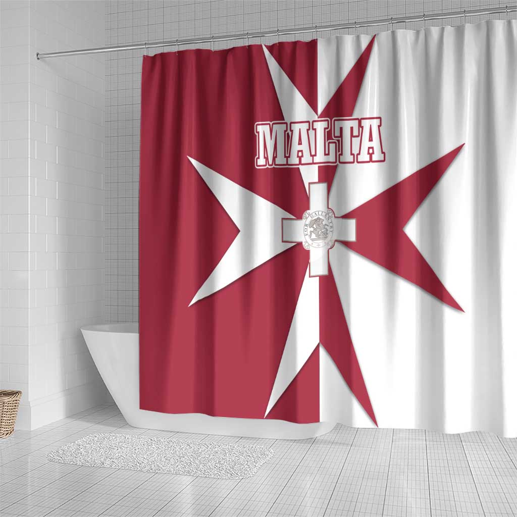 Malta Shower Curtain with Red White Crossburst Design - Wonder Print Shop