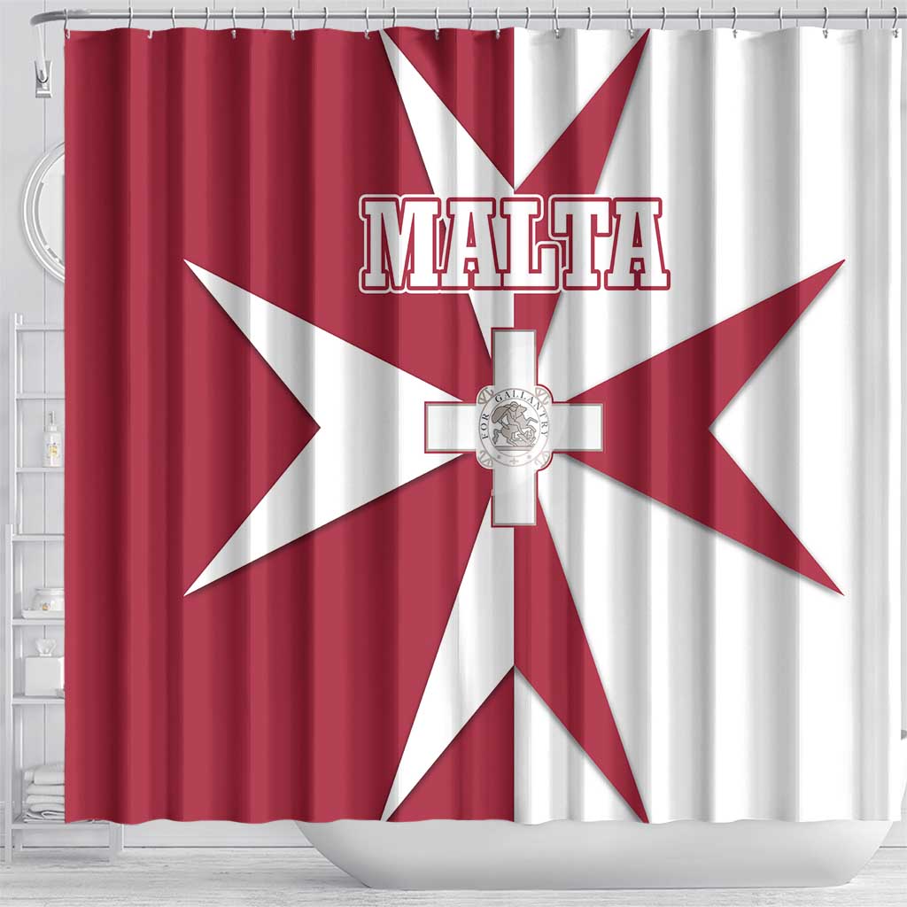 Malta Shower Curtain with Red White Crossburst Design - Wonder Print Shop