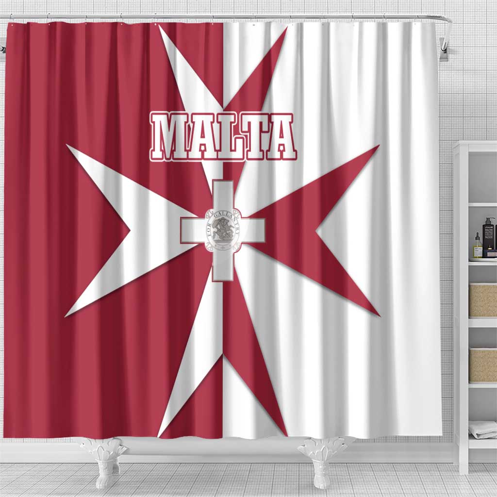 Malta Shower Curtain with Red White Crossburst Design - Wonder Print Shop