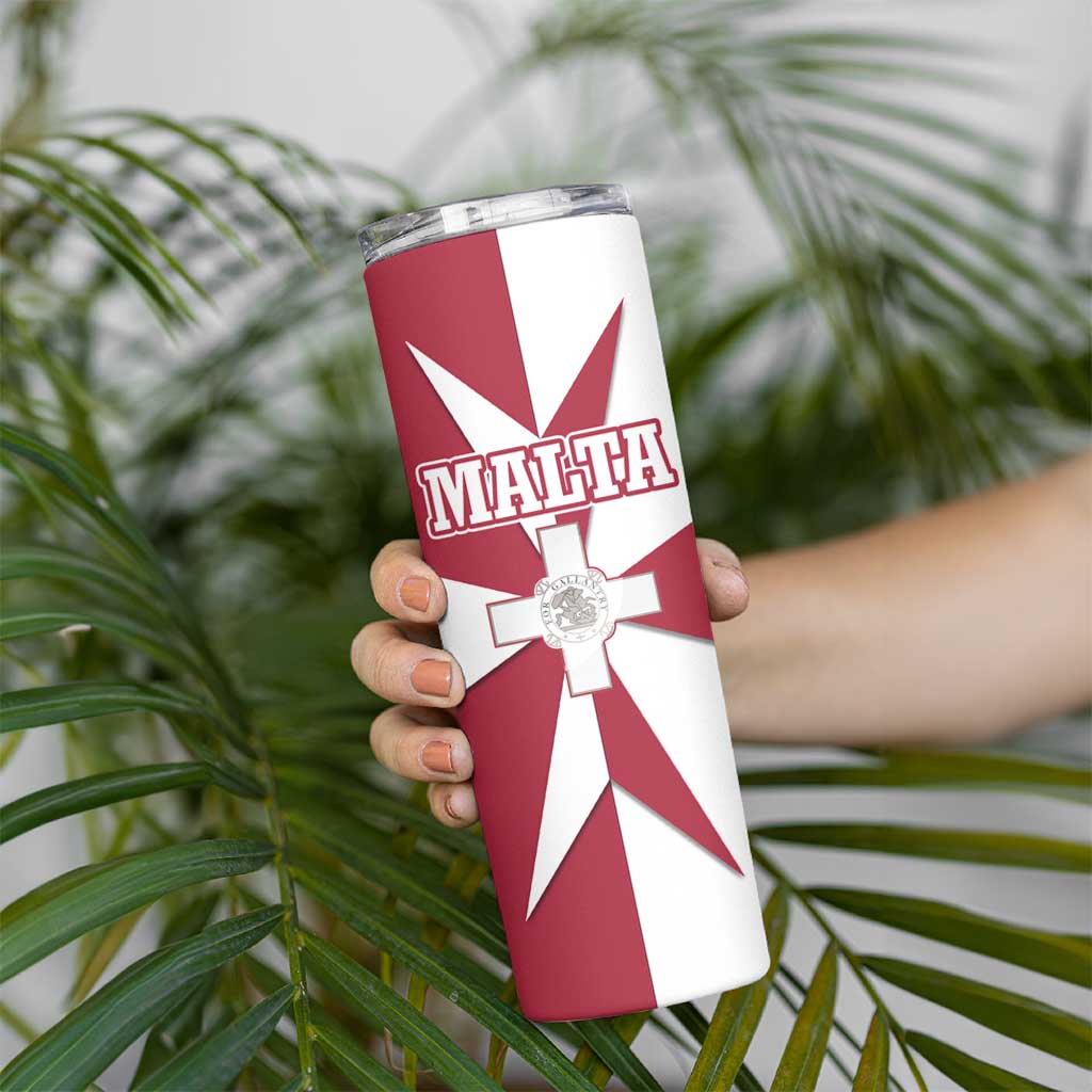 Malta Skinny Tumbler with Red White Crossburst Design - Wonder Print Shop