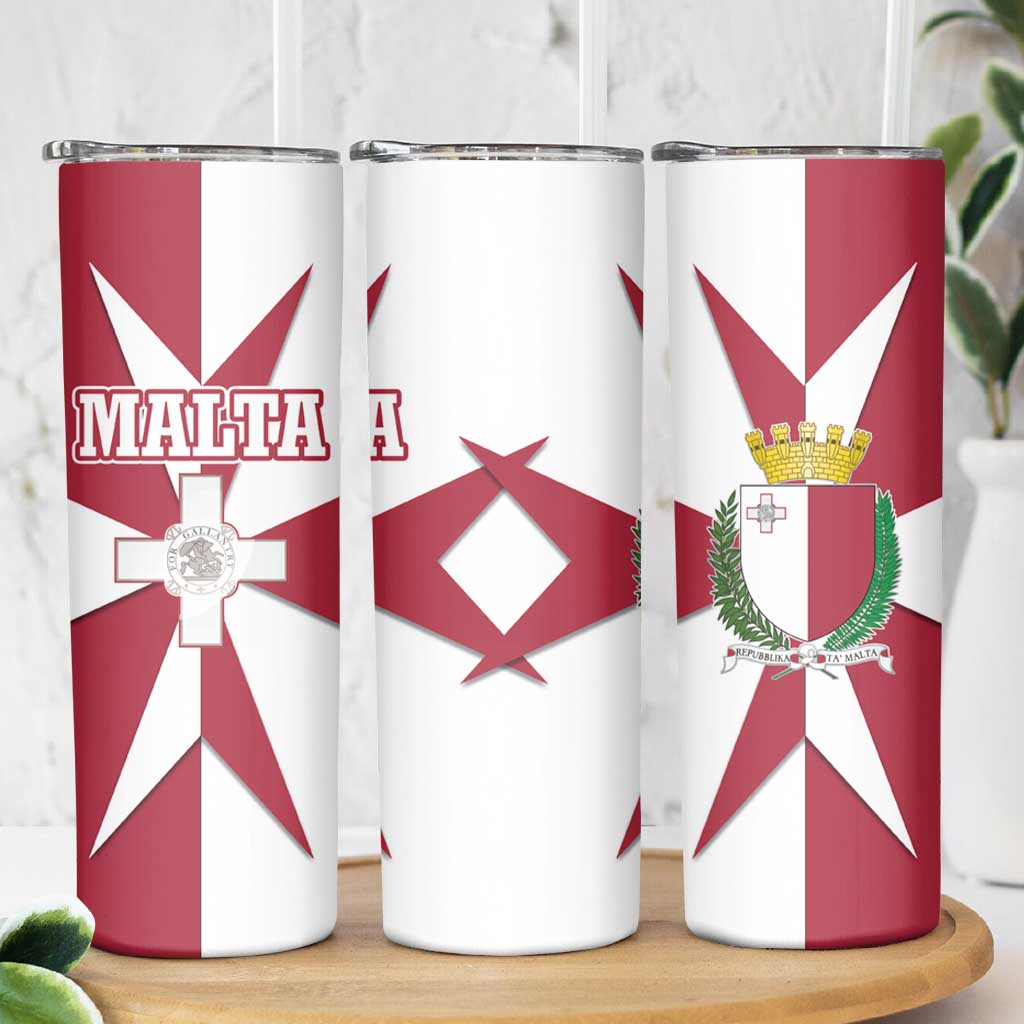 Malta Skinny Tumbler with Red White Crossburst Design - Wonder Print Shop