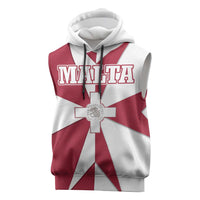 Malta Sleeveless Hoodie with Red White Crossburst Design - Wonder Print Shop