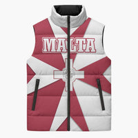 Malta Sleeveless Puffer Jacket with Red White Crossburst Design - Wonder Print Shop