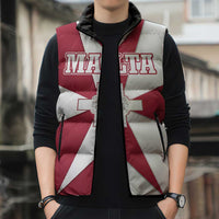 Malta Sleeveless Puffer Jacket with Red White Crossburst Design - Wonder Print Shop