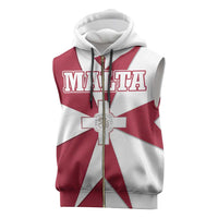 Malta Sleeveless Zip Hoodie with Red White Crossburst Design - Wonder Print Shop