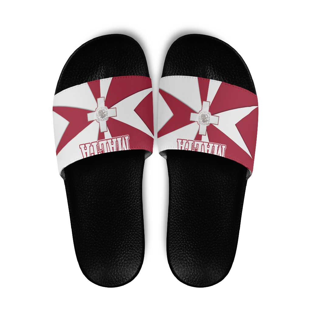 Malta Slide Sandals with Red White Crossburst Design - Wonder Print Shop