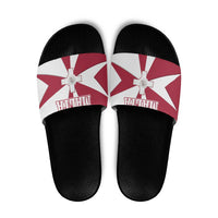 Malta Slide Sandals with Red White Crossburst Design - Wonder Print Shop