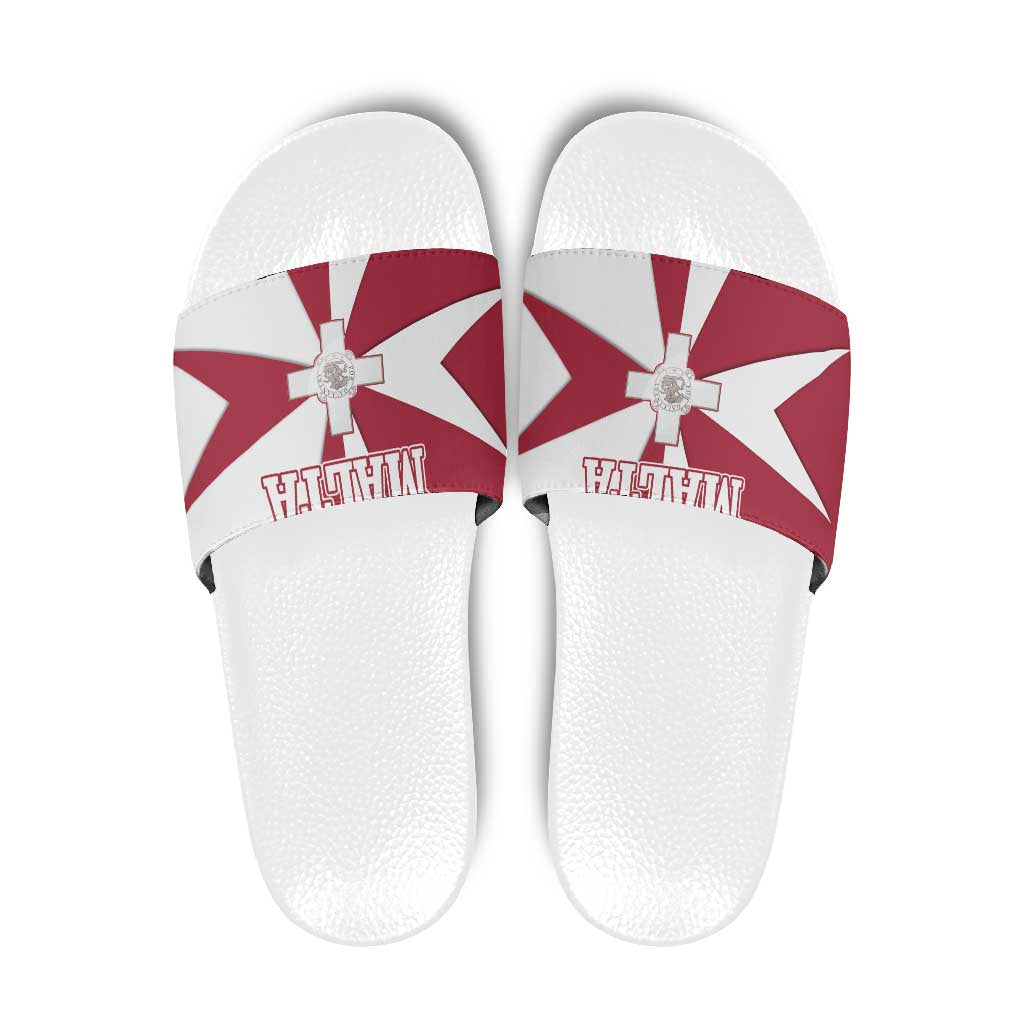 Malta Slide Sandals with Red White Crossburst Design - Wonder Print Shop