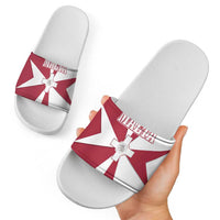 Malta Slide Sandals with Red White Crossburst Design - Wonder Print Shop