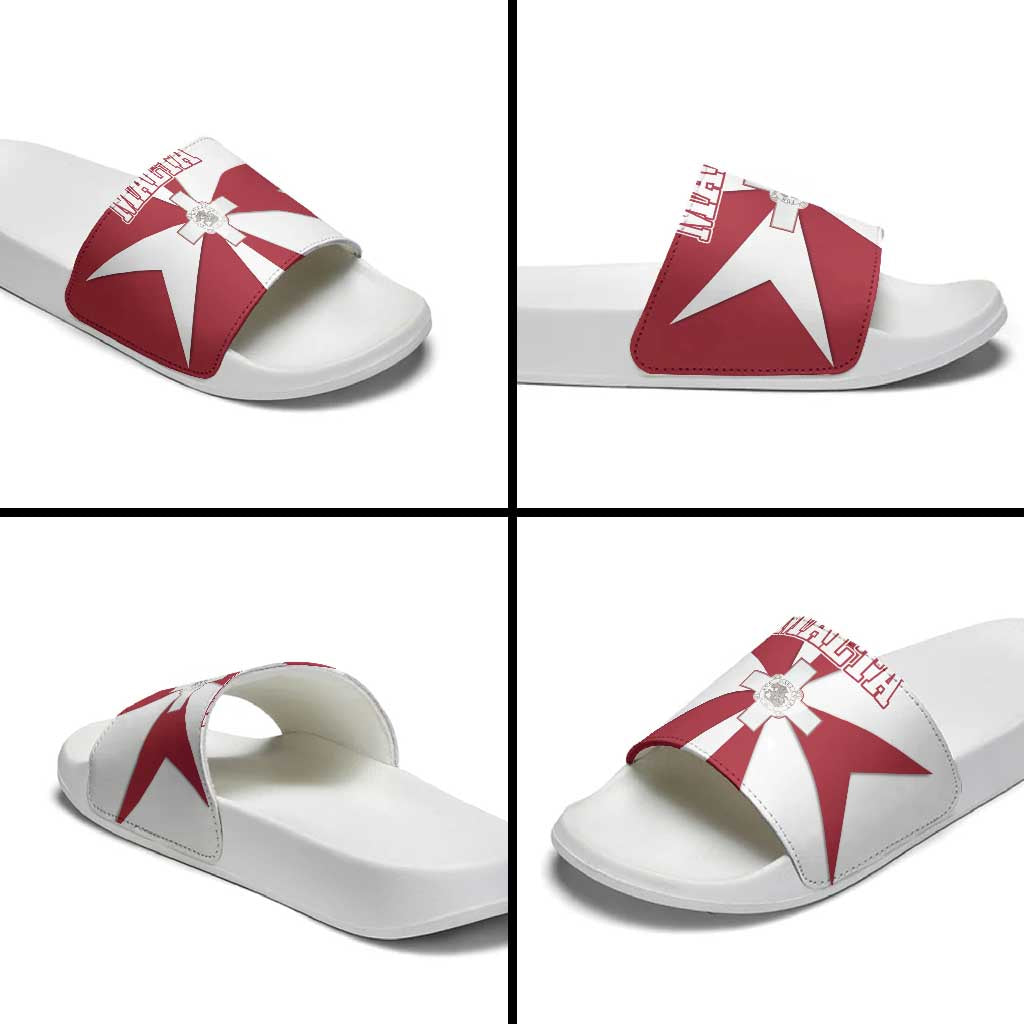 Malta Slide Sandals with Red White Crossburst Design - Wonder Print Shop
