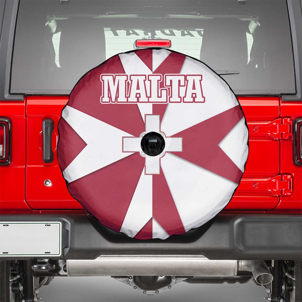 Malta Spare Tire Cover with Red White Crossburst Design - Wonder Print Shop
