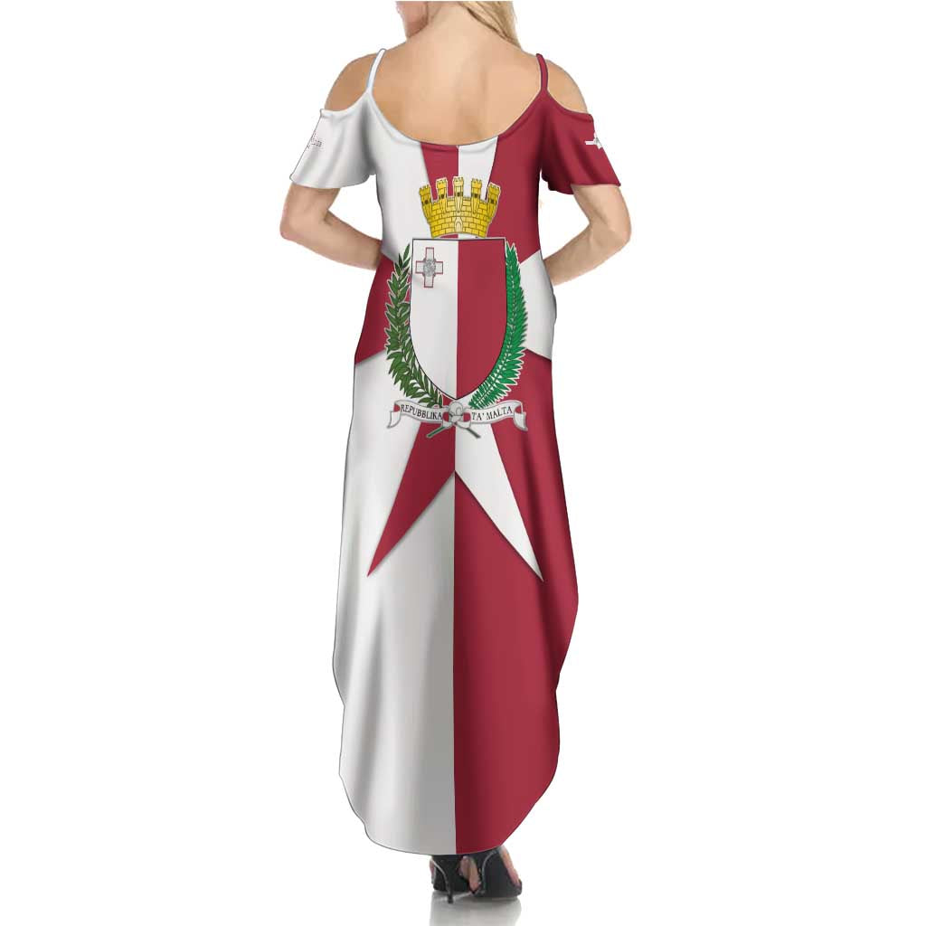Malta Summer Maxi Dress with Red White Crossburst Design - Wonder Print Shop