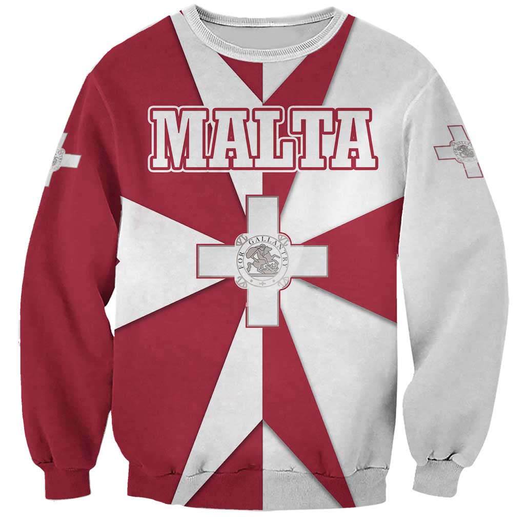 Malta Sweatshirt with Red White Crossburst Design - Wonder Print Shop