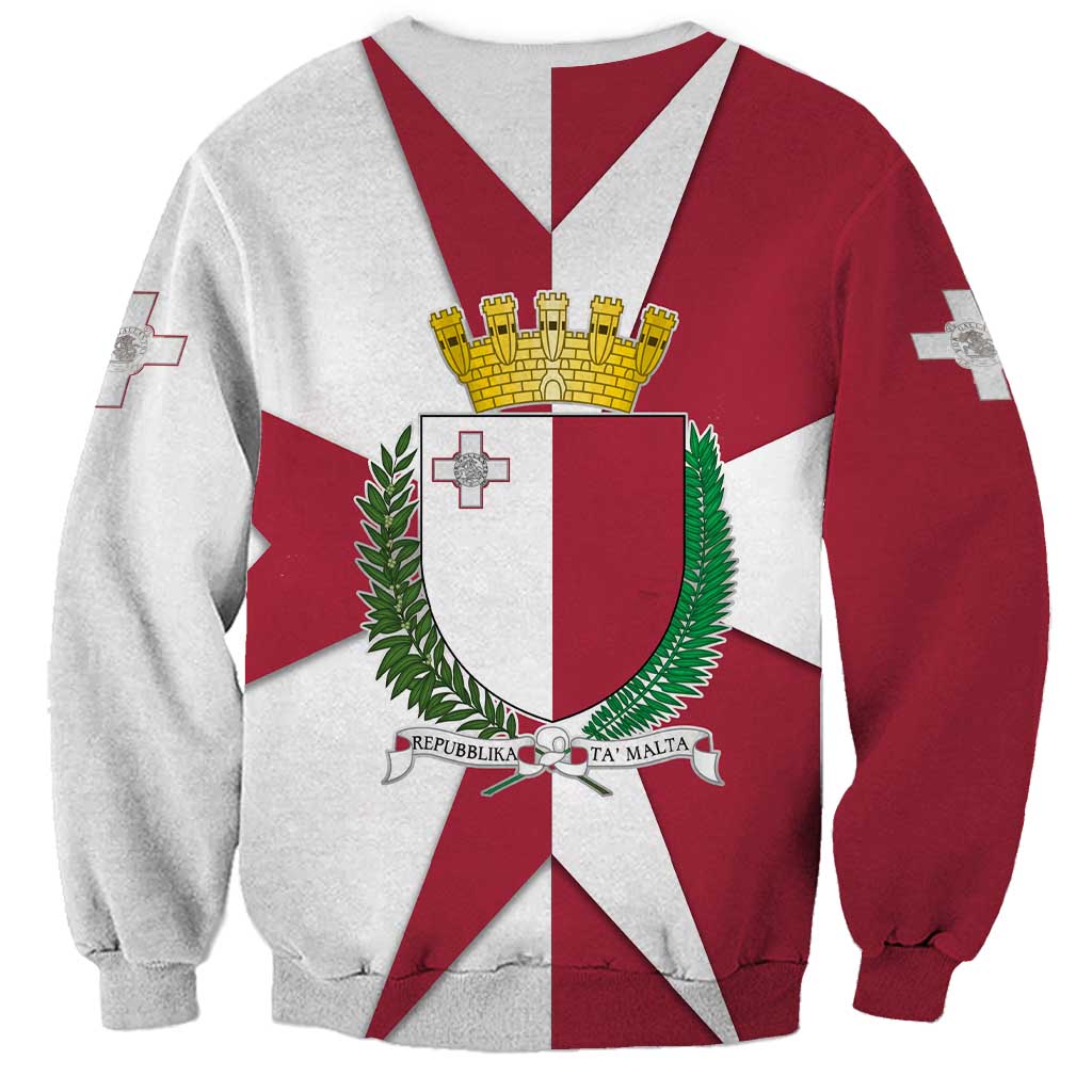 Malta Sweatshirt with Red White Crossburst Design - Wonder Print Shop