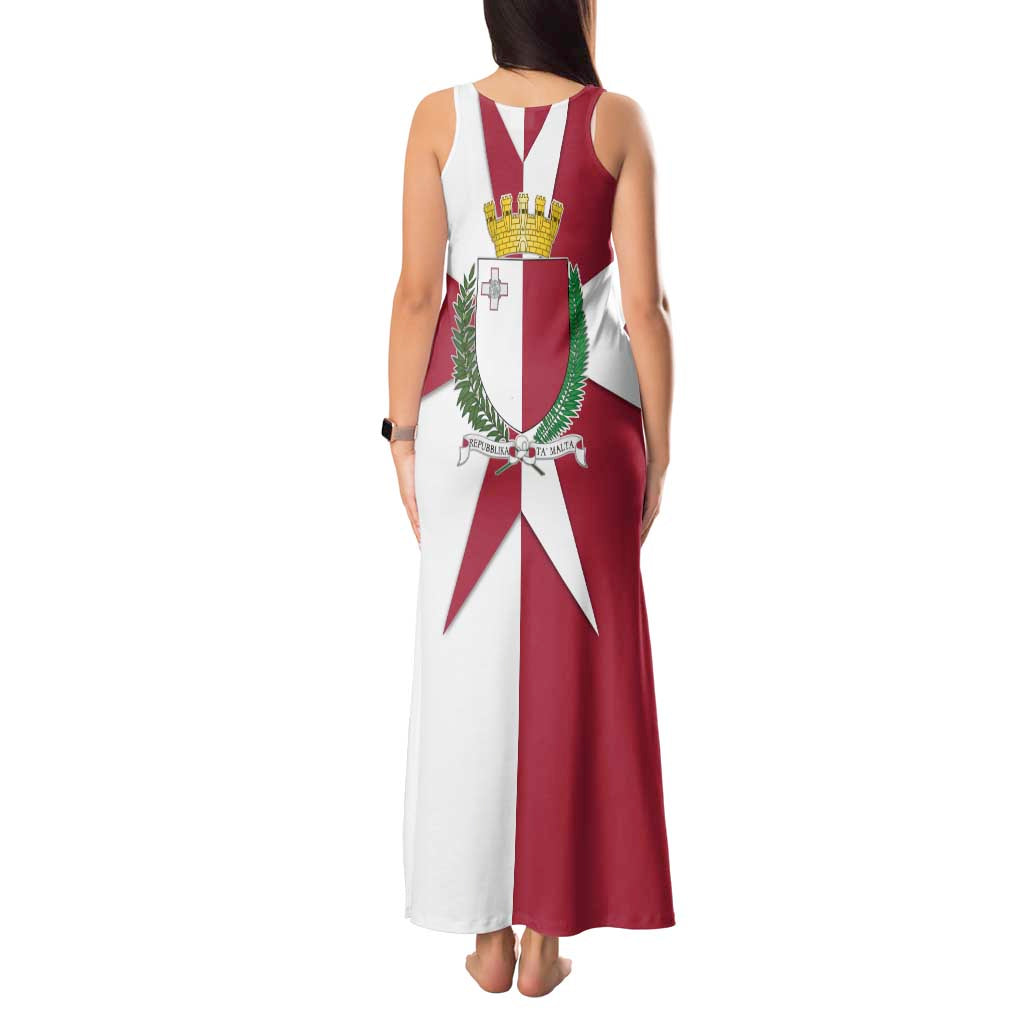 Malta Tank Maxi Dress with Red White Crossburst Design - Wonder Print Shop