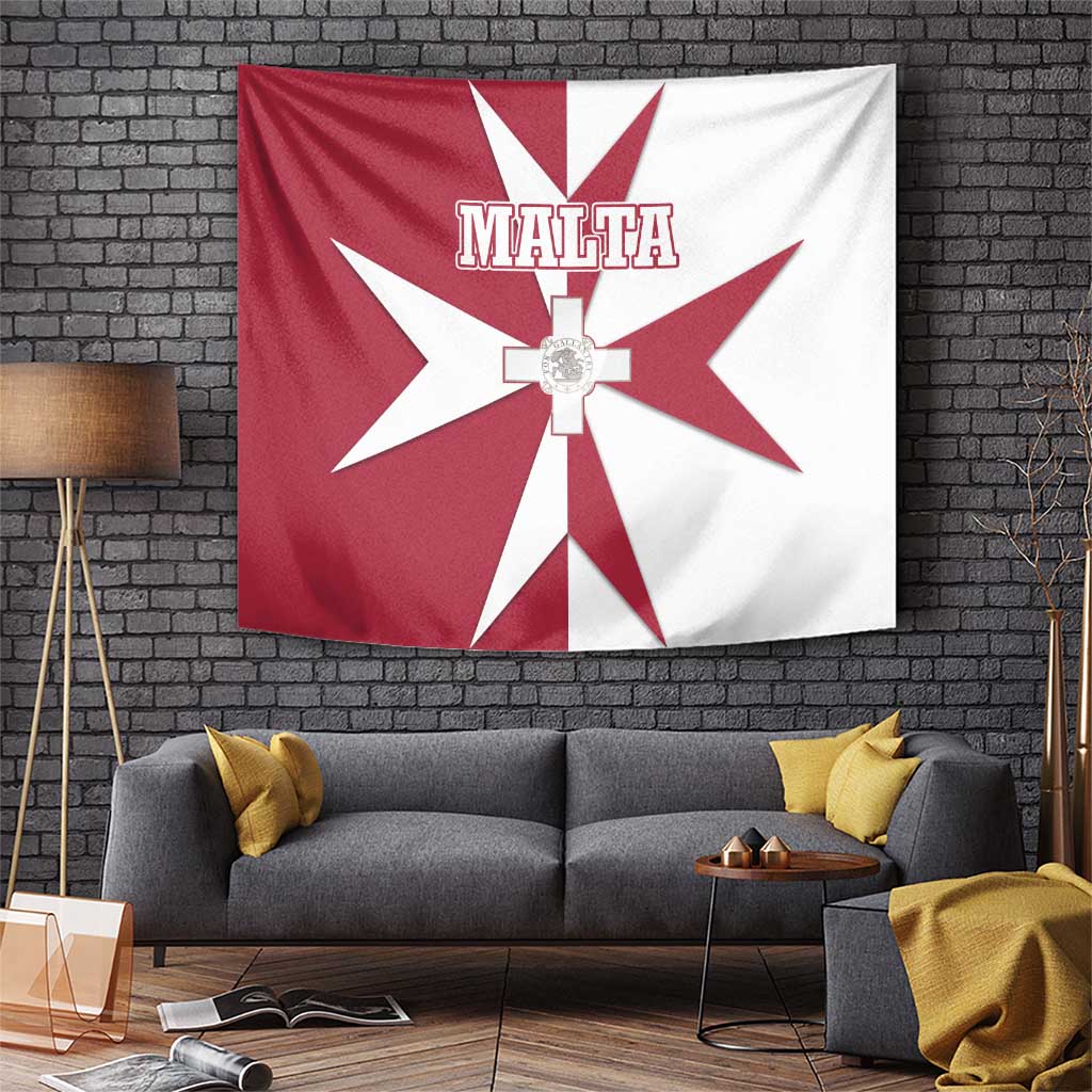Malta Tapestry with Red White Crossburst Design - Wonder Print Shop