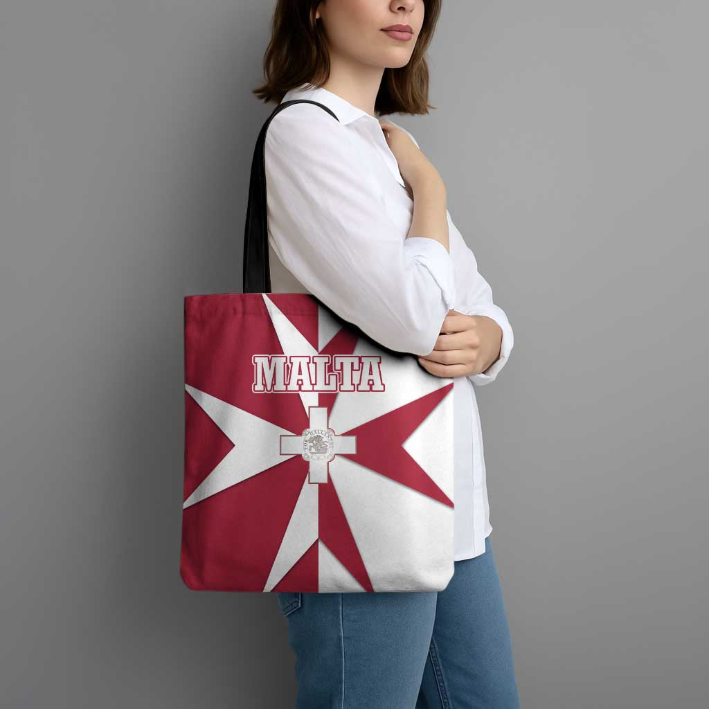 Malta Tote Bag with Red White Crossburst Design - Wonder Print Shop