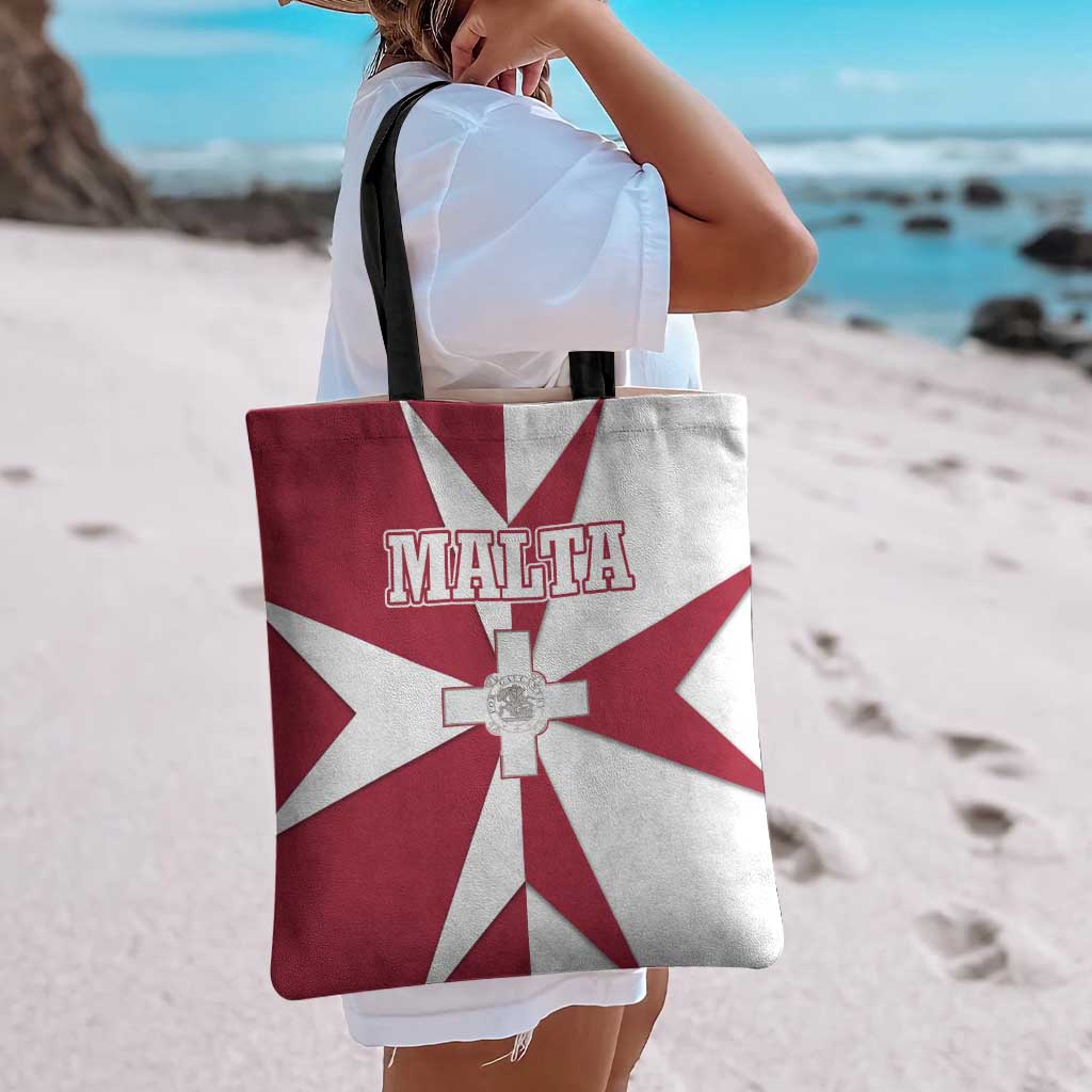 Malta Tote Bag with Red White Crossburst Design - Wonder Print Shop