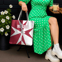 Malta Tote Bag with Red White Crossburst Design - Wonder Print Shop