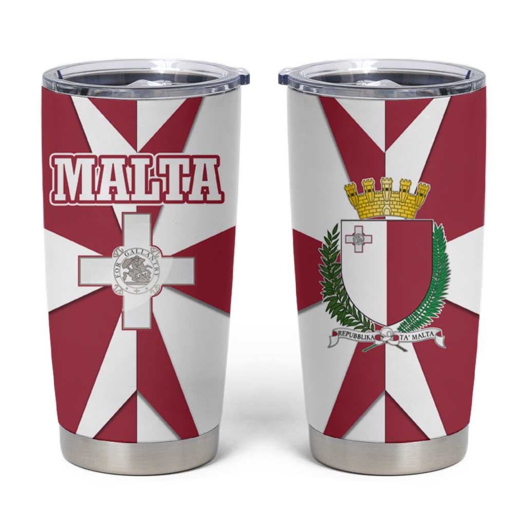 Malta Tumbler Cup with Red White Crossburst Design - Wonder Print Shop