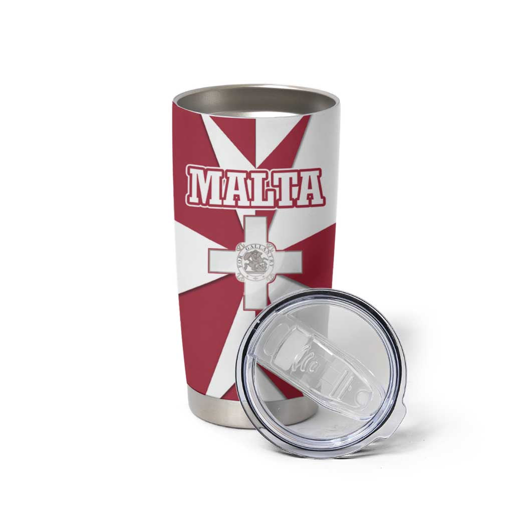 Malta Tumbler Cup with Red White Crossburst Design - Wonder Print Shop
