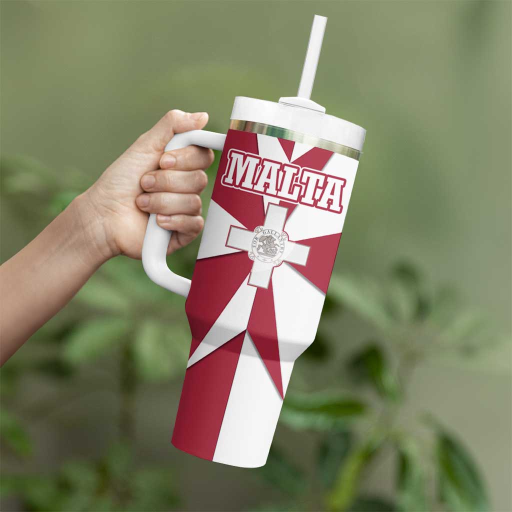 Malta Tumbler With Handle with Red White Crossburst Design - Wonder Print Shop